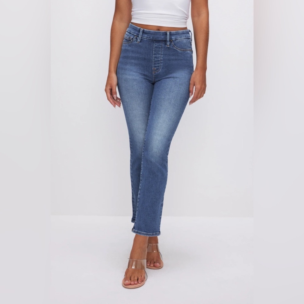 Good American Power Stretch Pull On Straight Size 3 Large Jeans in Indigo490 👖